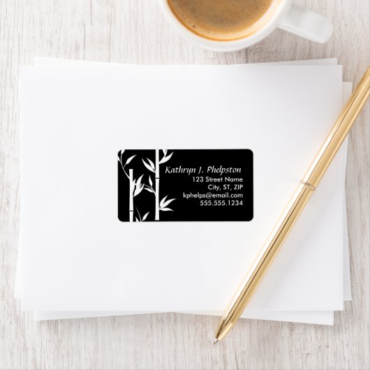 Modern Aziatisch bamboe gepersonaliseerd adres Etiket (Insitu)