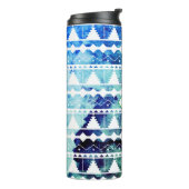 Modern Aztec Blue Green Geode met Initiaal Thermosbeker (Gedraaid links)