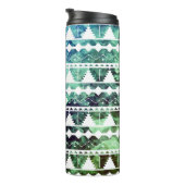 Modern Aztec Blue Green Geode met Initiaal Thermosbeker (Geroteerd rechts)