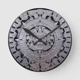 Modern Aztec Mayan Calender Ronde Klok