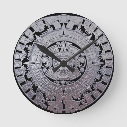 Modern Aztec Mayan Calender Ronde Klok (Voorkant)