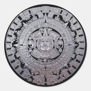 Modern Aztec Mayan Calender Ronde Sticker