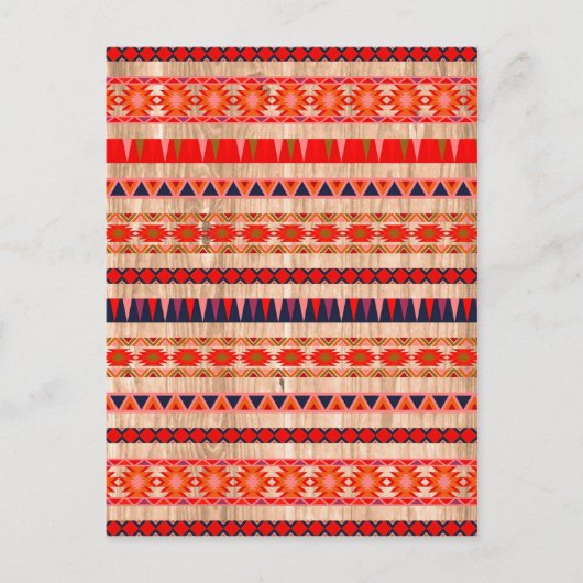 Modern Aztec Pattern on Wood Briefkaart (Voorkant)