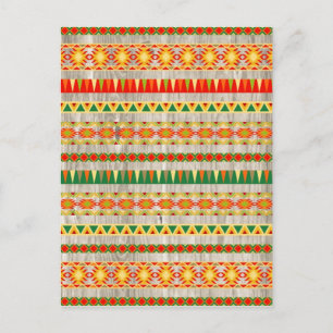 Modern Aztec Pattern on Wood Briefkaart