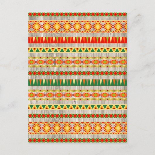 Modern Aztec Pattern on Wood Briefkaart (Voorkant)