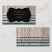 Modern Aztec Pattern on Wood Visitekaartje (Voorkant / Achterkant)