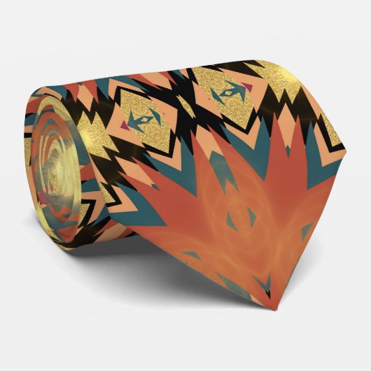 Modern Azteekse Gouden Boho Fusion Stropdas (Opgerold)