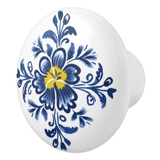 Modern Azulejo Blauw Geel Portugees Lissabon Keramische Knop (Rechts)