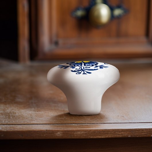 Modern Azulejo Blauw Geel Portugees Lissabon Keramische Knop