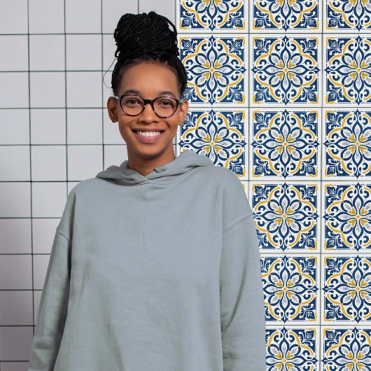 Modern Azulejo Blauw Geel Portugees Lissabon Tegeltje