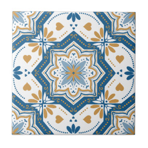 Modern Azulejo Blauw Geel Portugees Tegeltje