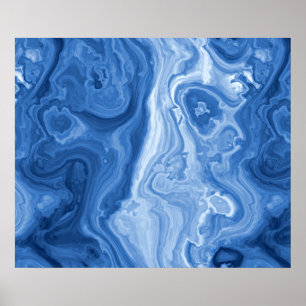 Modern Azure Blauwe Malachiet Marmeren Wervelingen Poster