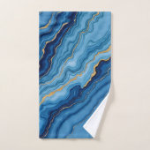 Modern Azure Blue Gold Marble Collectie Bad Handdoek (Handdoek)