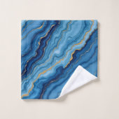 Modern Azure Blue Gold Marble Collectie Bad Handdoek (Wasdoekje)
