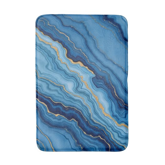 Modern Azure Blue Gold Marble Collectie Badmat (Voorkant Verticaal)