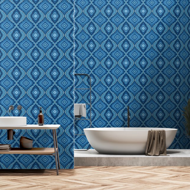 Modern Azure Blue Gold Marble Collectie Behang (Badkamer)