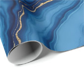 Modern Azure Blue Gold Marble Collectie Cadeaupapier (Rol Hoek)