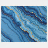 Modern Azure Blue Gold Marble Collectie Fleece Deken (Voorkant (Horizontaal))