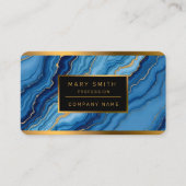 Modern Azure Blue Gold Marble Collectie Visitekaartje (Voorkant)