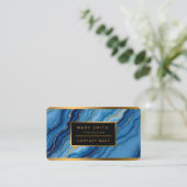 Modern Azure Blue Gold Marble Collectie Visitekaartje (Staand voorkant)