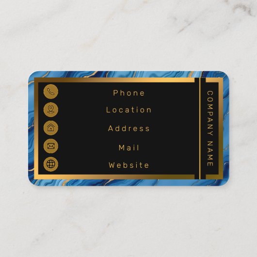 Modern Azure Blue Gold Marble Collectie Visitekaartje (Achterkant)