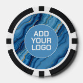 Modern Azure Blue Gold Marble Collection Poker Chips (Voorkant)