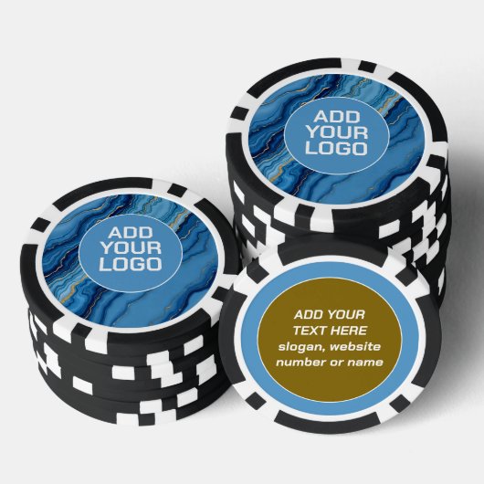 Modern Azure Blue Gold Marble Collection Poker Chips (Opstapeling)