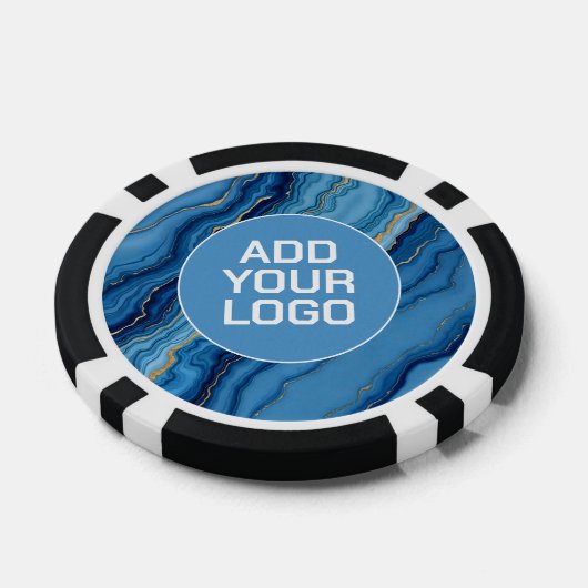 Modern Azure Blue Gold Marble Collection Poker Chips (Enkel)
