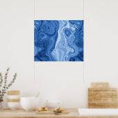 Modern Azure Blue Malachite Marble Swirls Pattern Poster (Keuken)
