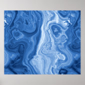 Modern Azure Blue Malachite Marble Swirls Pattern Poster (Voorkant)