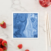 Modern Azure Blue Malachite Marble Swirls Pattern Servet (Insitu)