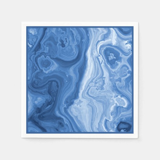 Modern Azure Blue Malachite Marble Swirls Pattern Servet (Voorkant)