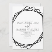 Modern B Geometric Black White Wedding Kaart (Voorkant)