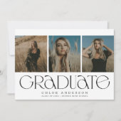 Modern B + W 3 Foto Afstuderen Aankondiging (Voorkant)