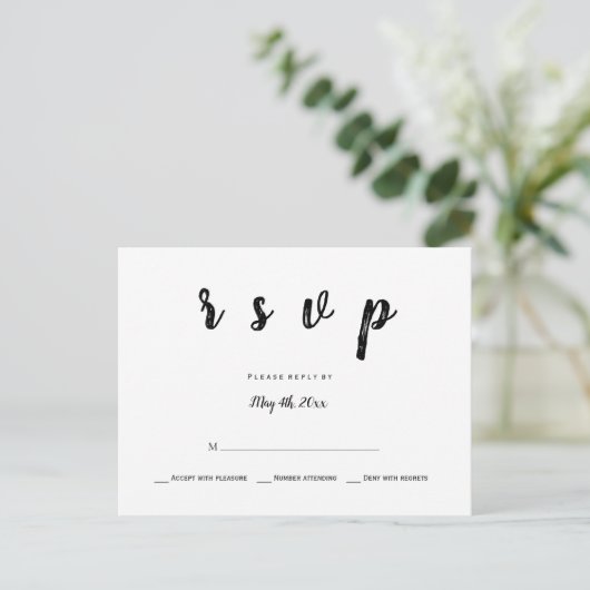 Modern b&w bruiloft rsvp briefkaarten (Staand voorkant)