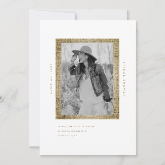 Modern B/W Photo Burlap-Vrijgezellenfeest Kaart (Voorkant)