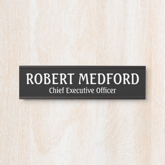 Modern B&W Professioneel Deurteken Naam Bord Deurbordje (Voorkant)