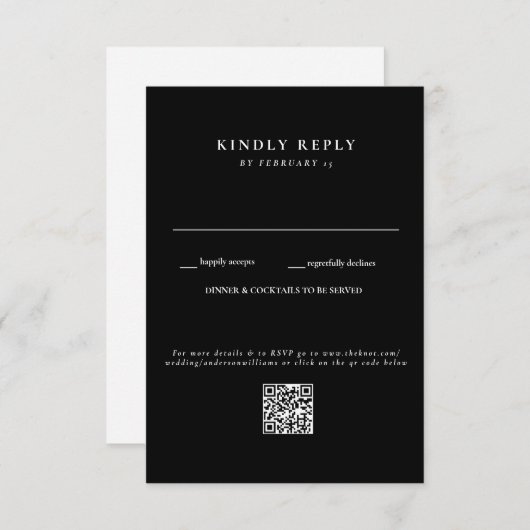 Modern B/W Wedding QR Code RSVP (Voorkant / Achterkant)
