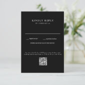 Modern B/W Wedding QR Code RSVP Kaartje (Staand voorkant)