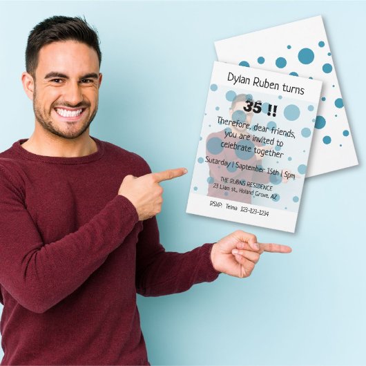 Modern & Babbling Foto Verjaardag Kaart Uitnodigin