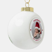 Modern Baby 1st Christmas 2023 Gepersonaliseerde f Keramische Bal Ornament (Links)