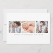 Modern Baby 4 Fotocollage Geboorte Aankondiging (Achterkant)