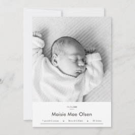 Modern Baby Birth Announcement Photo Card Aankondiging