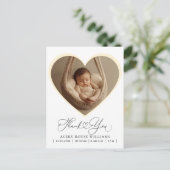 Modern Baby Birth Announding Foto: Dank Briefkaart (Staand voorkant)