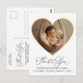 Modern Baby Birth Announding Foto: Dank Briefkaart (Voorkant / Achterkant)