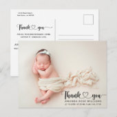 Modern Baby Birth Announding Foto: Dank u Briefkaart (Voorkant / Achterkant)