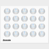 Modern Baby Blauw Kruis Doopjongen Dank u Ronde Sticker (Vel)
