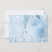 Modern Baby Blauw Zilver Waterverf Agaat Bruiloft RSVP Kaartje (Achterkant)