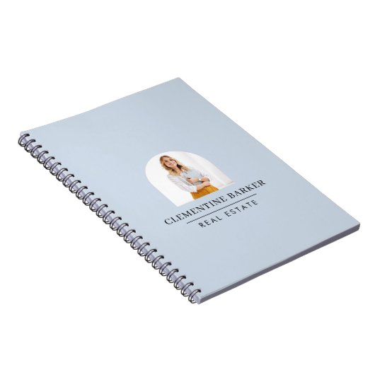 Modern baby blue arch photo Business Branding Notitieboek (Rechterzijde)