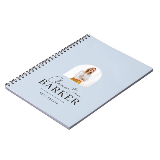 Modern baby blue arch photo Business Branding Notitieboek (Linkerzijde)